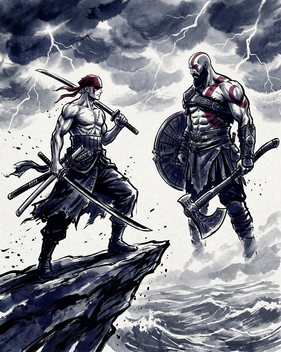 Roronoa Zoro × Kratos